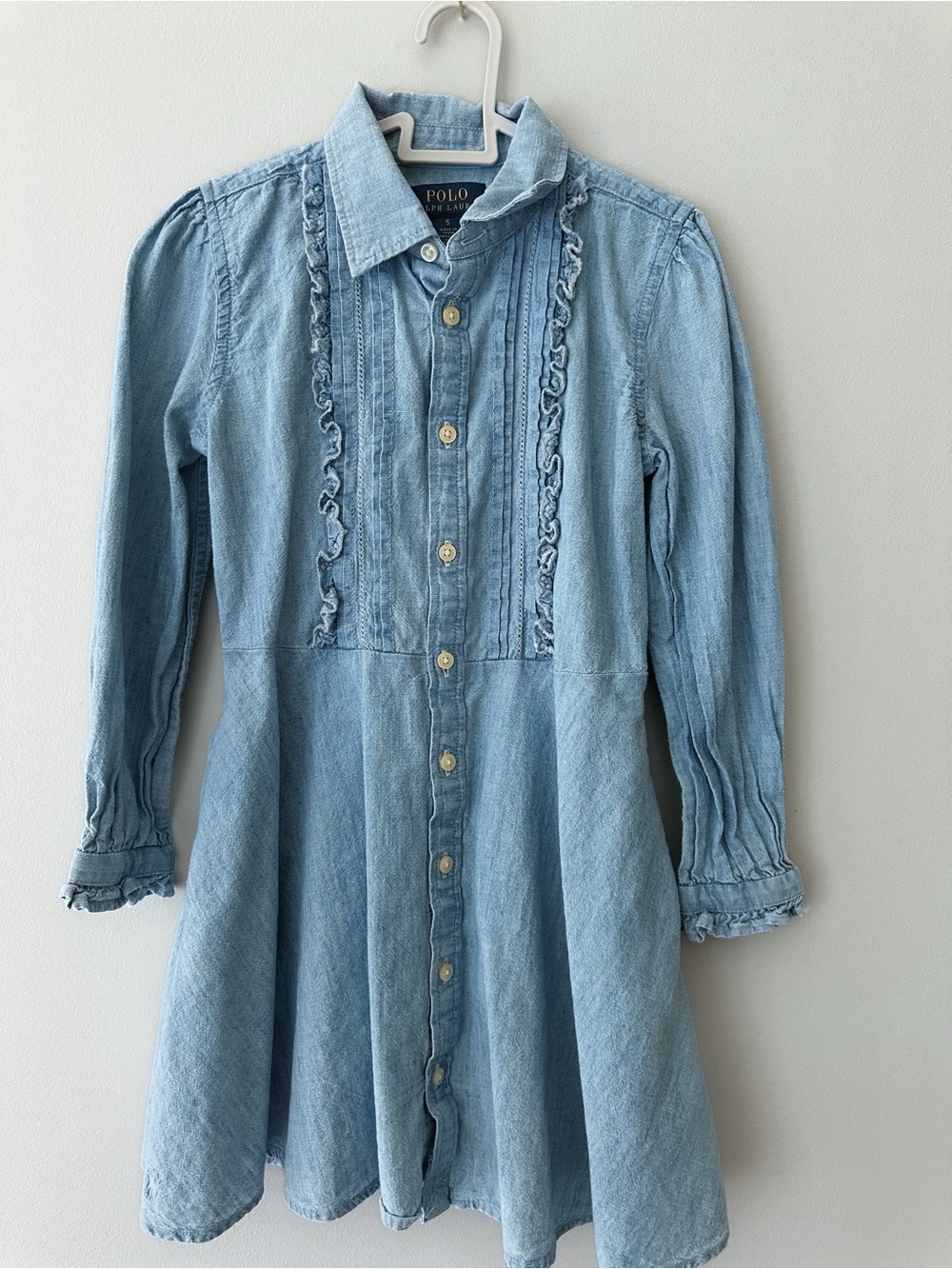 Polo Ralph Lauren Chambray Shirt Dress Size 5, Light Blue